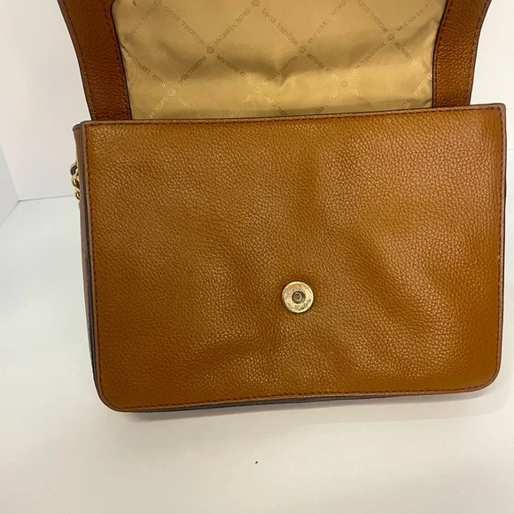 Michael Kors Vanna Medium Brown Pebbled Leather Crossbody Bag - Picture 7 of 11